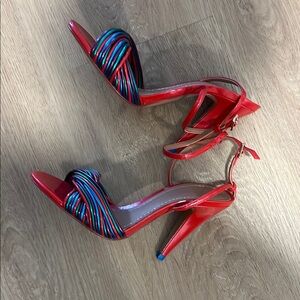 Zara Elegant Red and Blue Strappy Heels